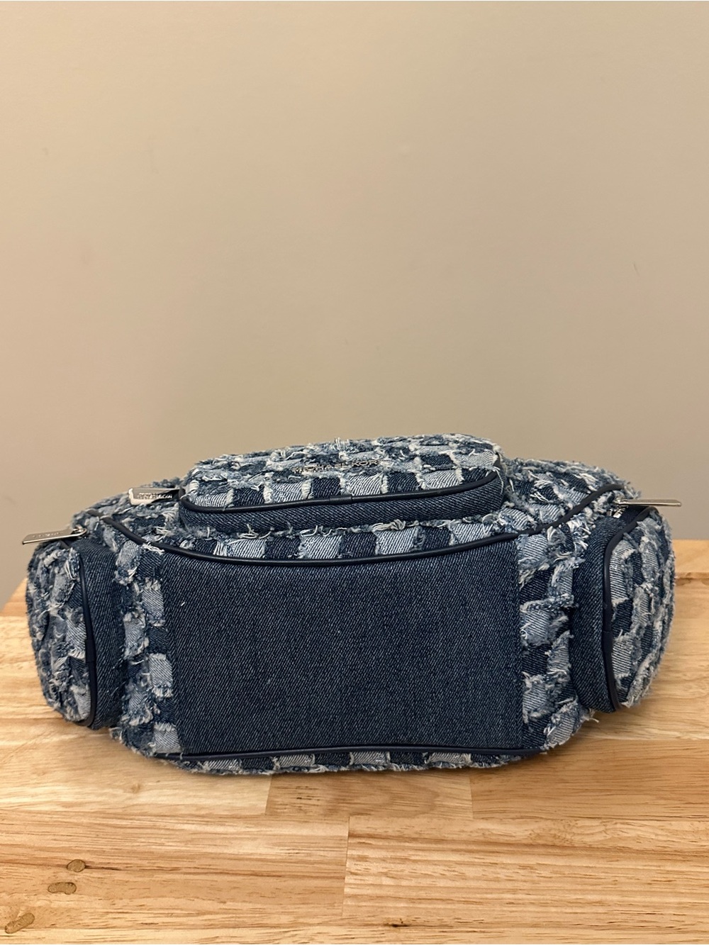 Michael Kors Denim Patchwork Shoulder Bag in Blue and Navy - Picture 11 of 15